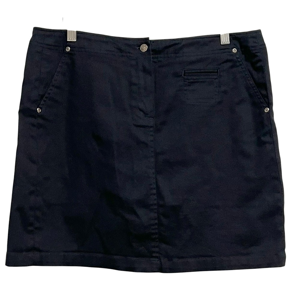 Larry Levine Skort Black Stretch Twill Short Pockets Summer Casual‎ No Size 10?